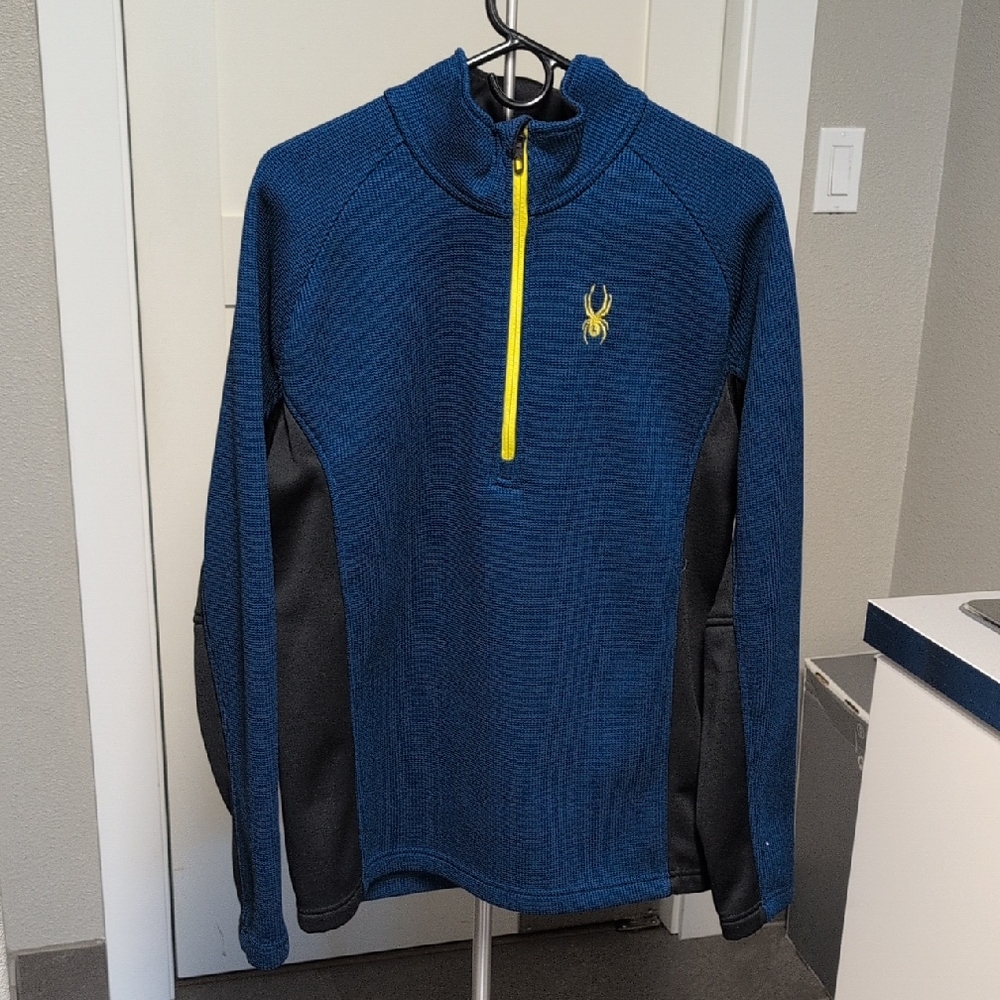 Spyder Men's Blue and Black Zip-Up Sweater